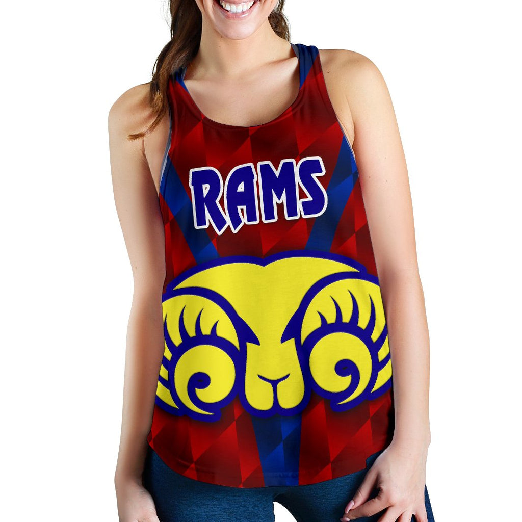 Adelaide Women's Racerback Tank Rams Merino Original - Red - Vibe Hoodie