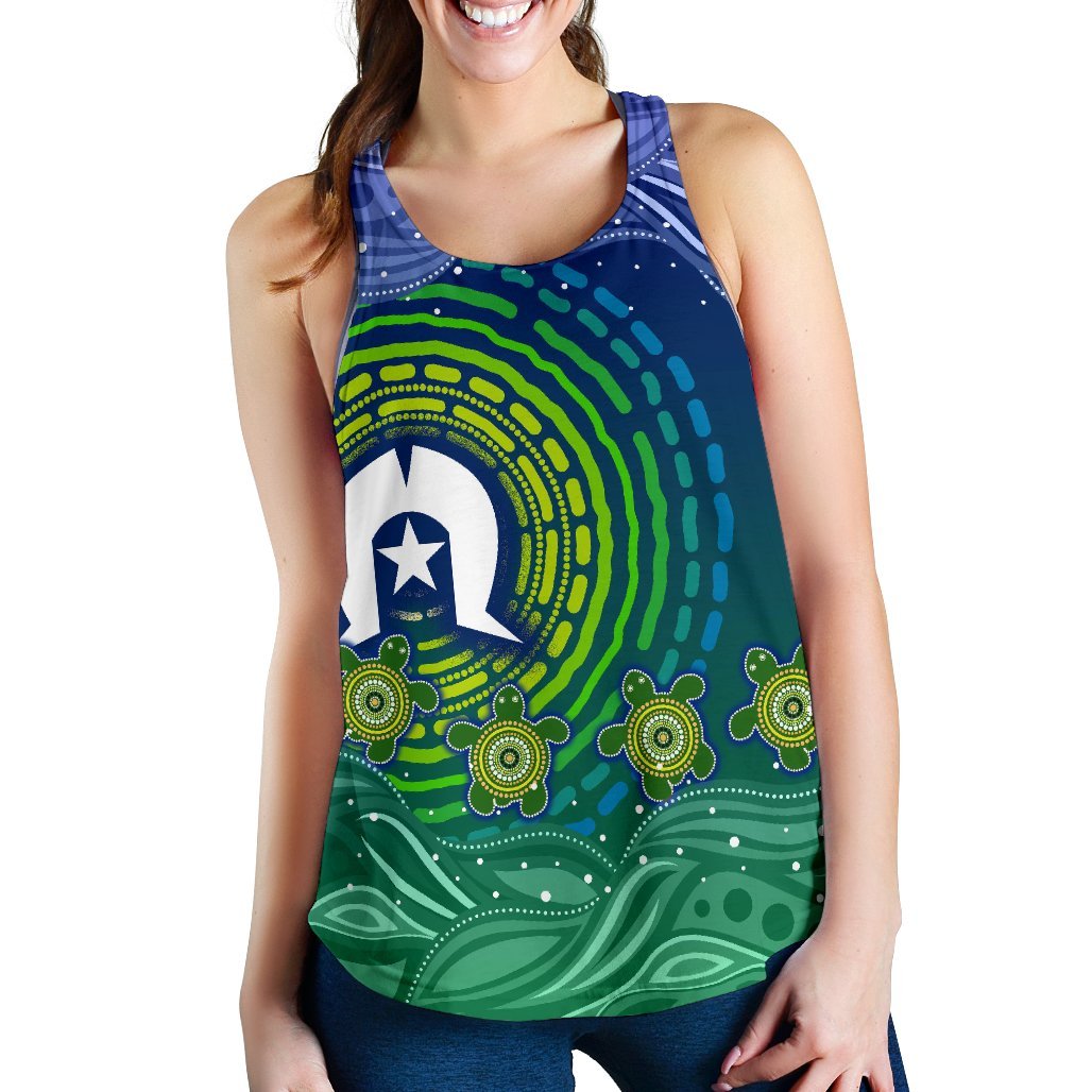 Torres Strait Islanders Women's Racerback Tank - Aboriginal Turtle - Vibe Hoodie