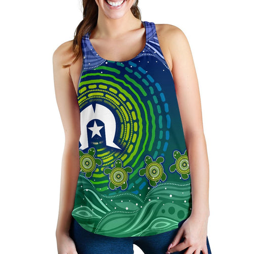Torres Strait Islanders Women's Racerback Tank - Aboriginal Turtle - Vibe Hoodie