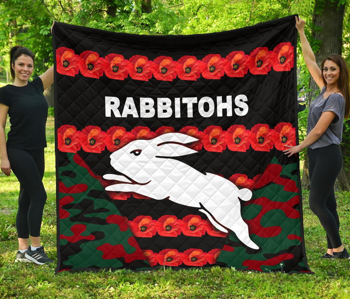 south-sydney-rabbitohs-premium-quilt-anzac-day-poppy-flower-vibes