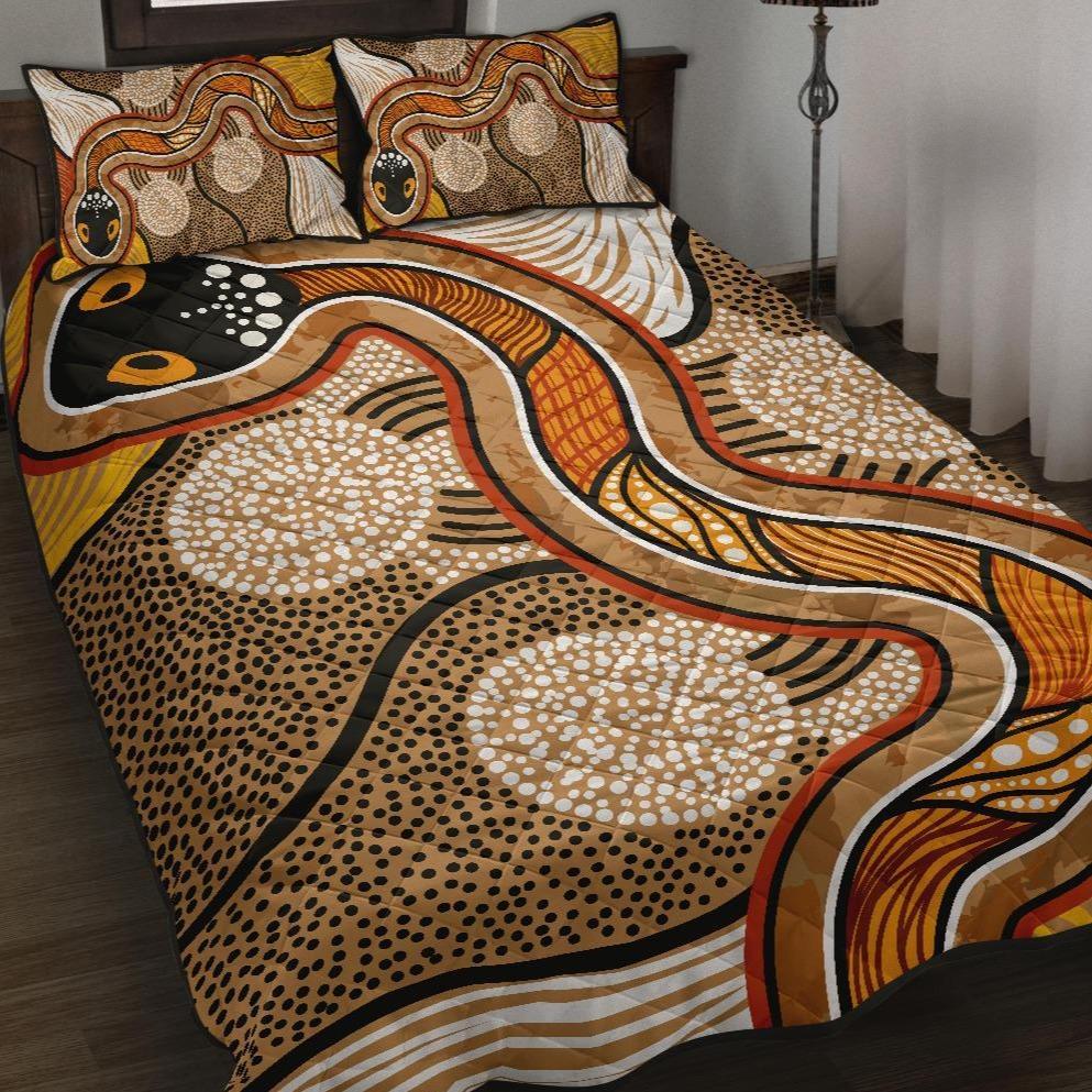 aboriginal-quilt-bed-set-indigenous-snake-vintage-stye