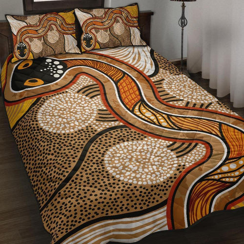 aboriginal-quilt-bed-set-indigenous-snake-vintage-stye