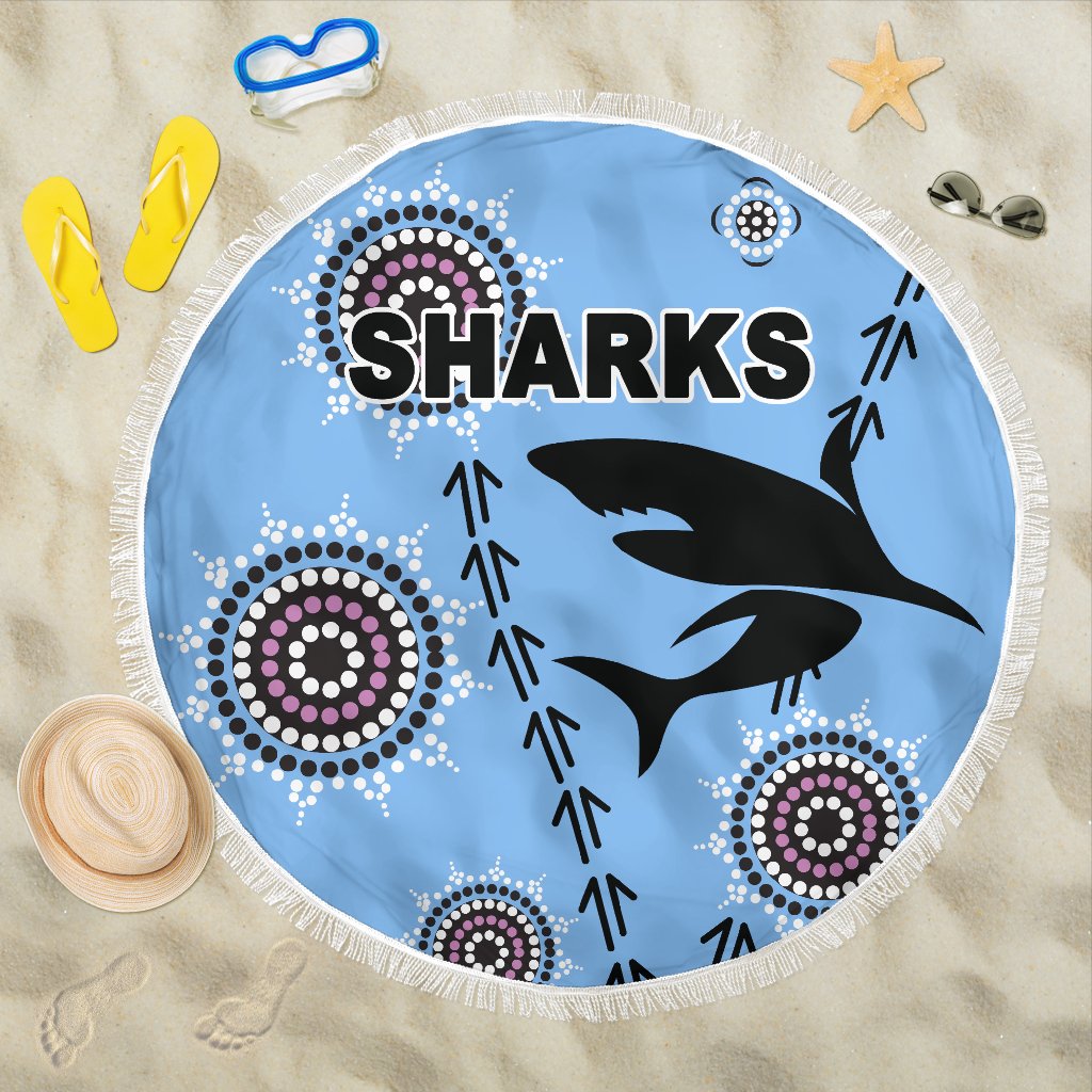 cronulla-beach-blanket-sharks-simple-indigenous-blue