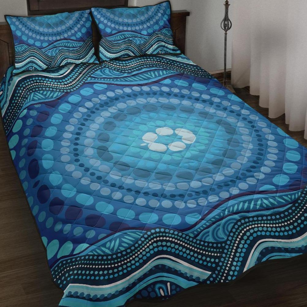 aboriginal-quilt-bed-set-blue-circle-aboriginal-art