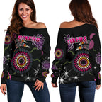 Sydney Women's Off Shoulder Sweater Sixers Indigenous - Black - Vibe Hoodie