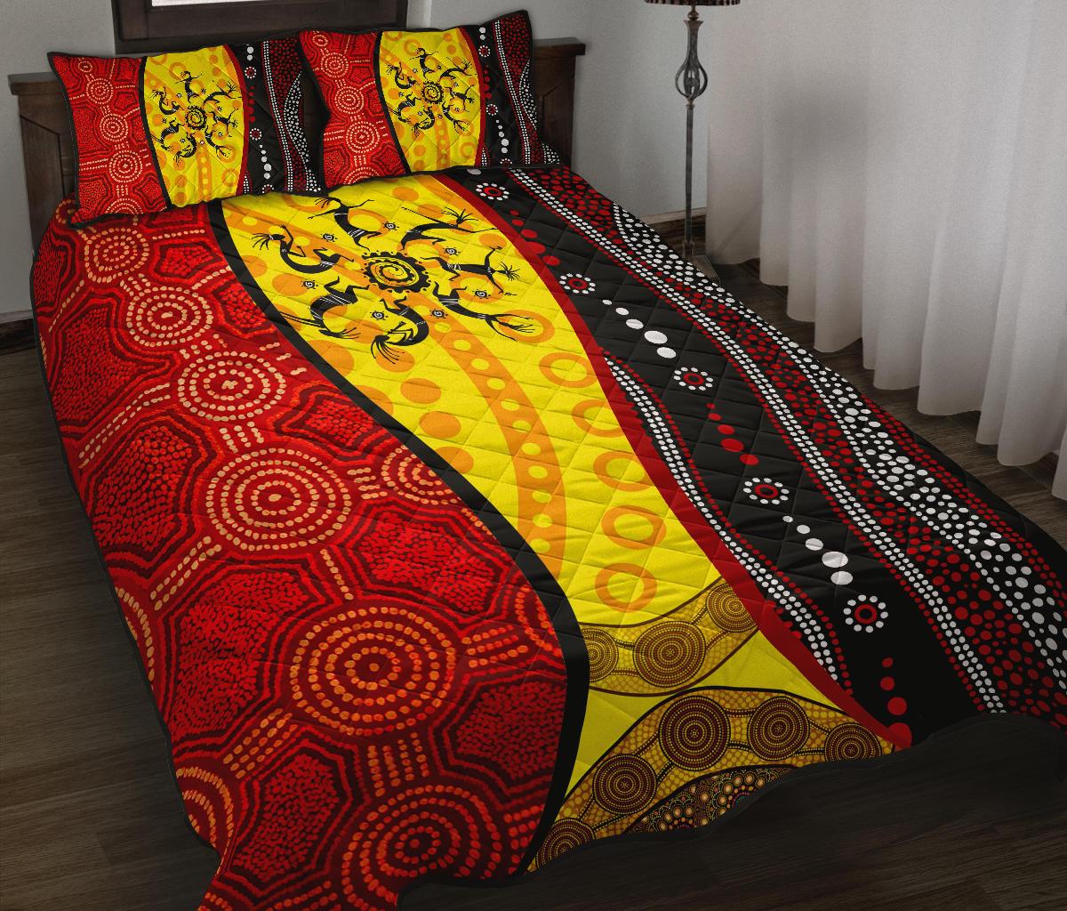 aboriginal-quilt-bed-sets-dreamtime-koori-dance-dot-acrylic-paint