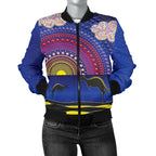 aboriginal-womens-bomber-jacket-sunset-over-the-sea-and-kangaroo-dot-painting