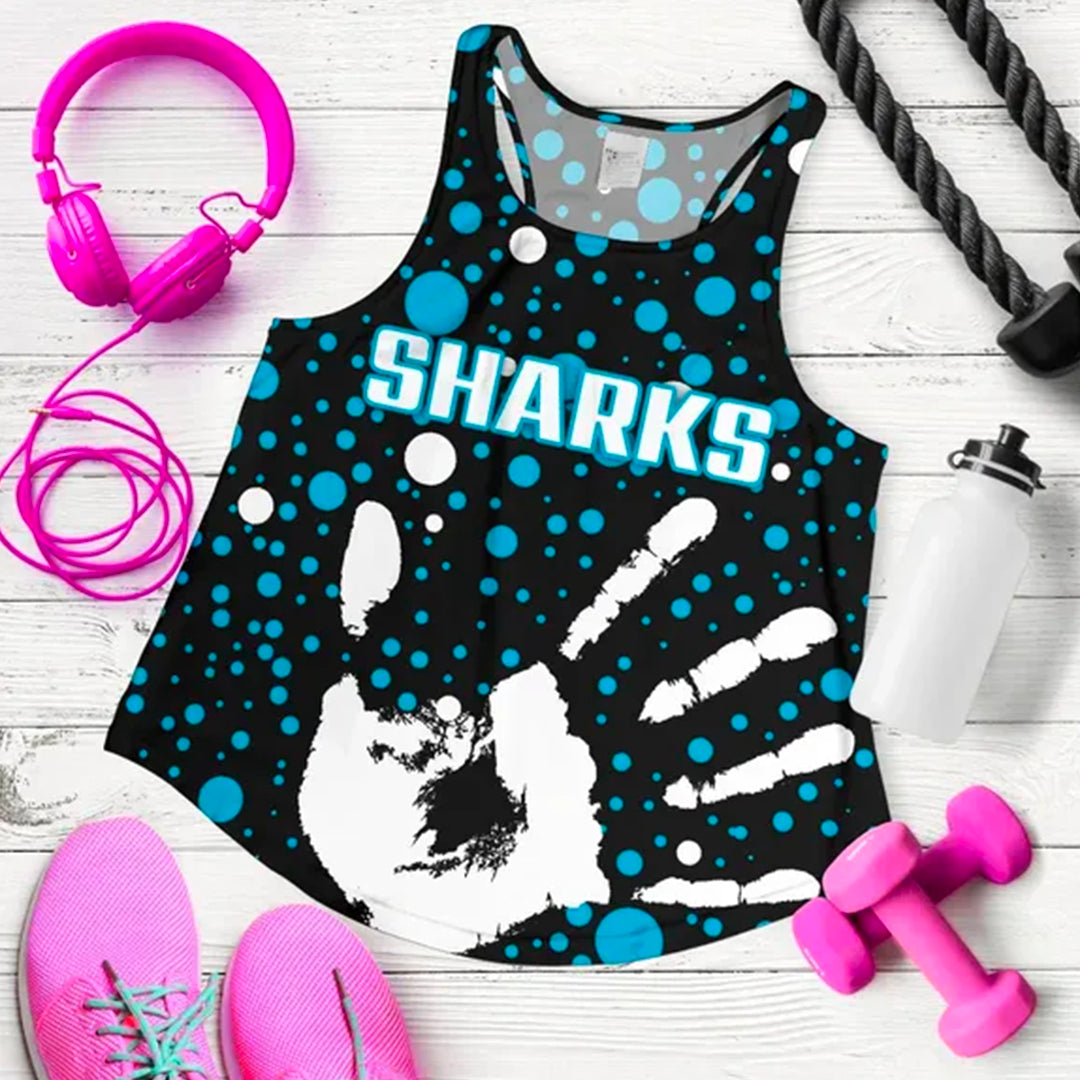 Sharks Indigenous Women's Racerback Tank Minimalism Version - Vibe Hoodie