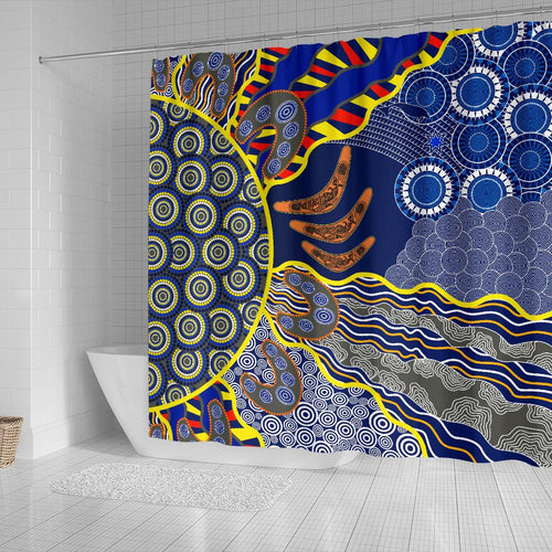 aboriginal-shower-curtain-australian-boomerang-dot-painting-art