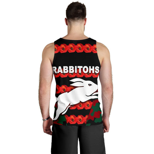 south-sydney-rabbitohs-mens-tank-top-anzac-day-poppy-flower-vibes