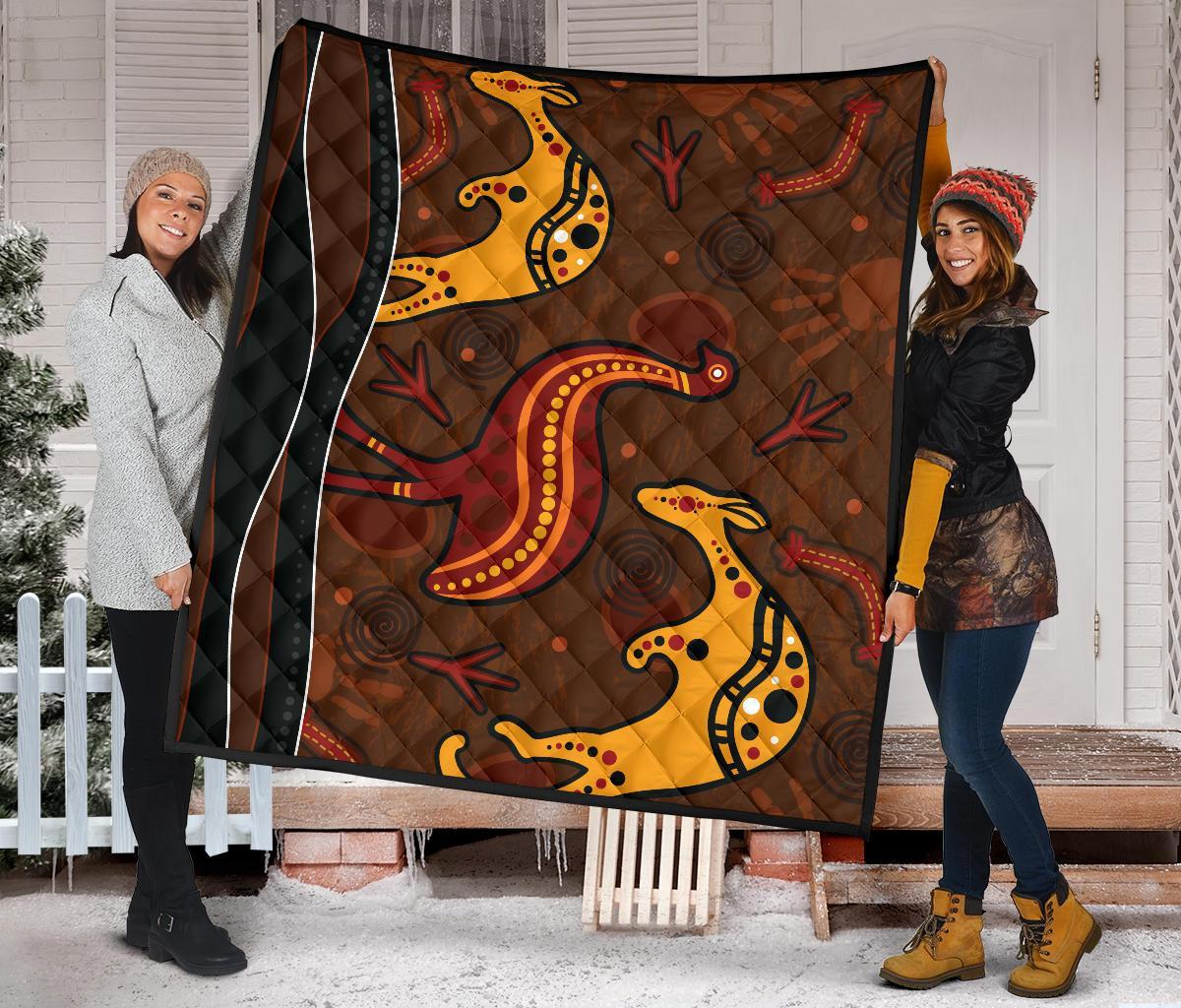 aboriginal-premium-quilt-indigenous-kangaroo-and-emu-brown-color