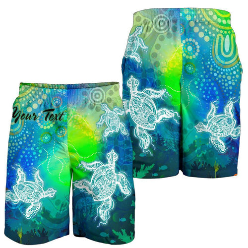 custom-text-aboriginal-mens-shorts-indigenous-turtle-ocean-dot-painting-art