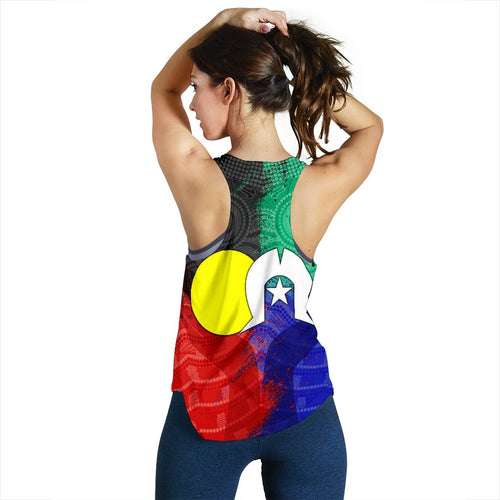 Aboriginal Women's Racerback Tank, Australia Naidoc Week Indigenous Flag Style - Vibe Hoodie