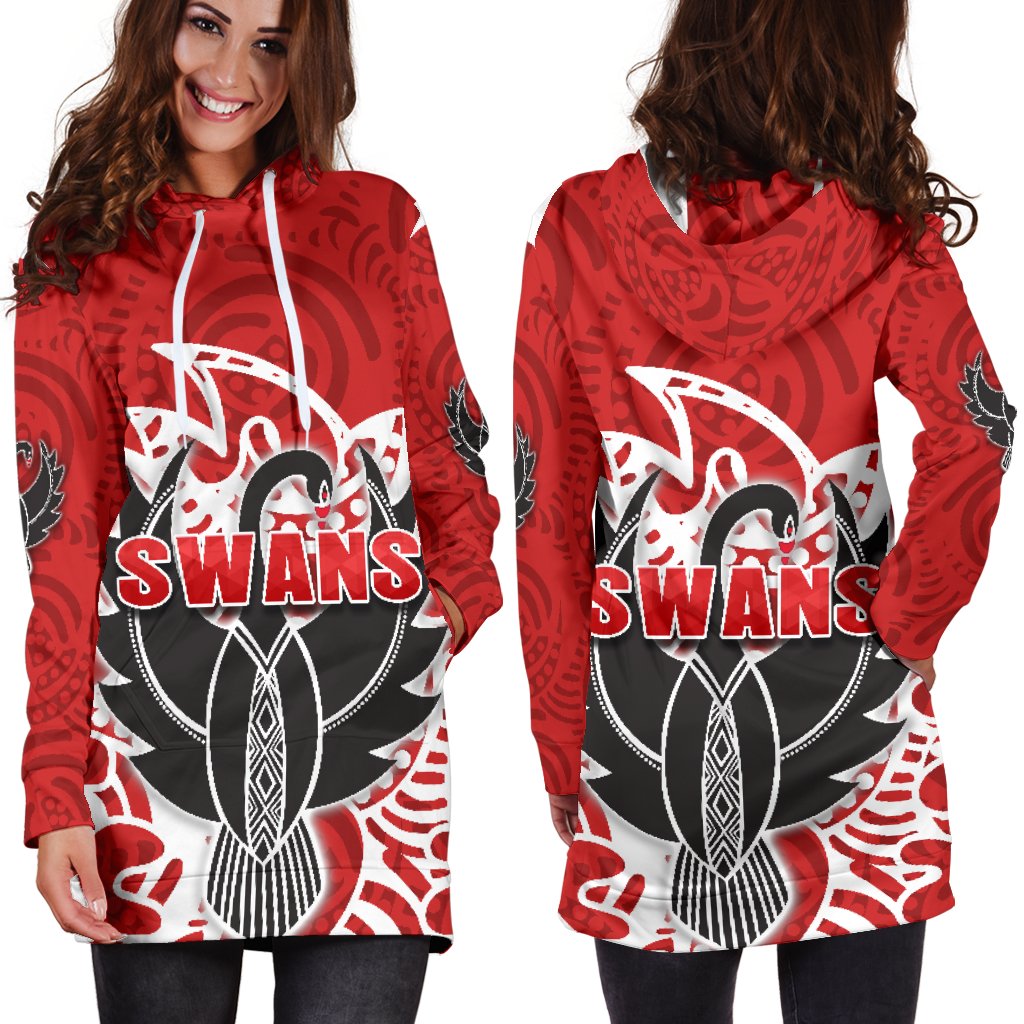 Sydney Women Hoodie Dress Simple Indigenous Swans - Vibe Hoodie