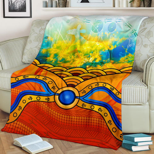 aboriginal-premium-blanket-australia-kangaroo-sky
