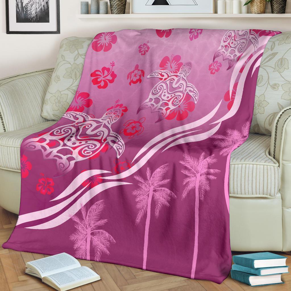 pink-turtle-hibiscus-premium-blanket