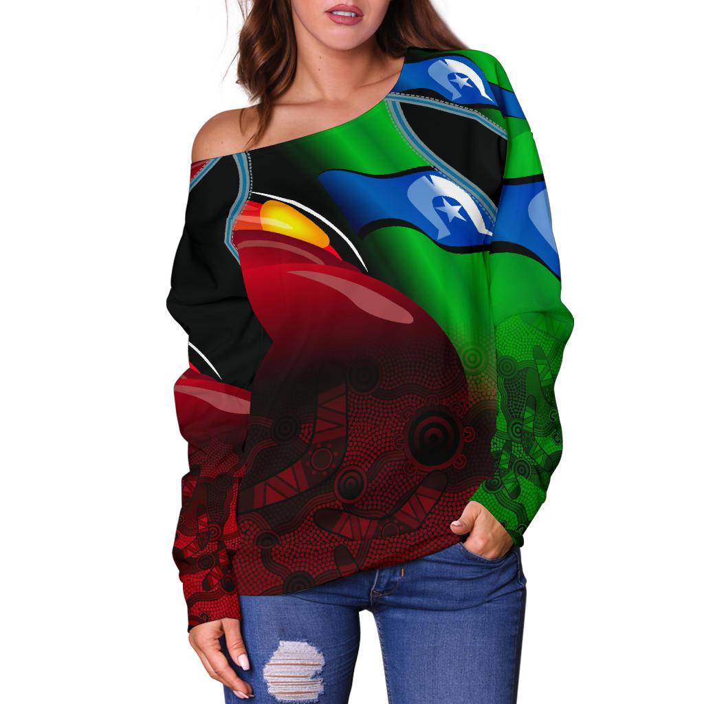 Aboriginal Women's Off Shoulder Sweater, Naidoc  Week - Vibe Hoodie
