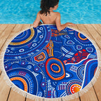 aboriginal-beach-blanket-indigenous-footprint-patterns-blue-color