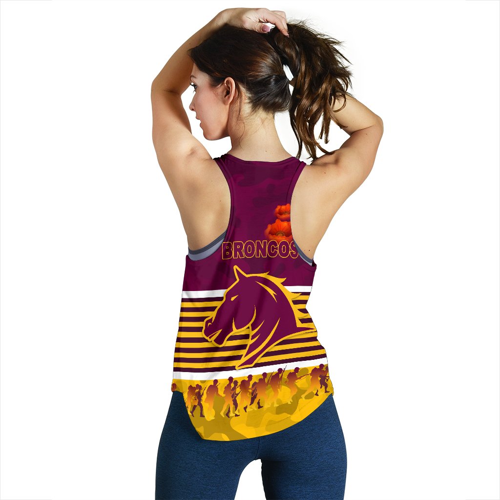 Brisbane Broncos Women's Racerback Tank Anzac Day Simple Style - Maroon - Vibe Hoodie