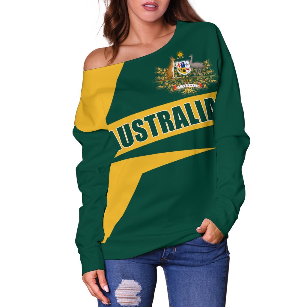 Women's Off Shoulder Sweater - Australian's Pride Ver02 - Vibe Hoodie