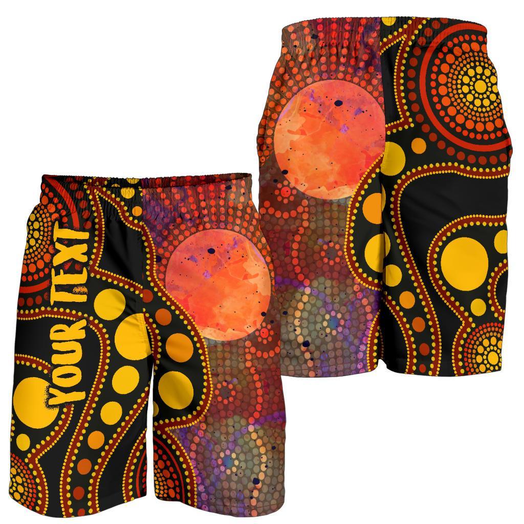 custom-text-aboriginal-mens-shorts-australia-indigenous-flag-circle-dot-painting-art-golden