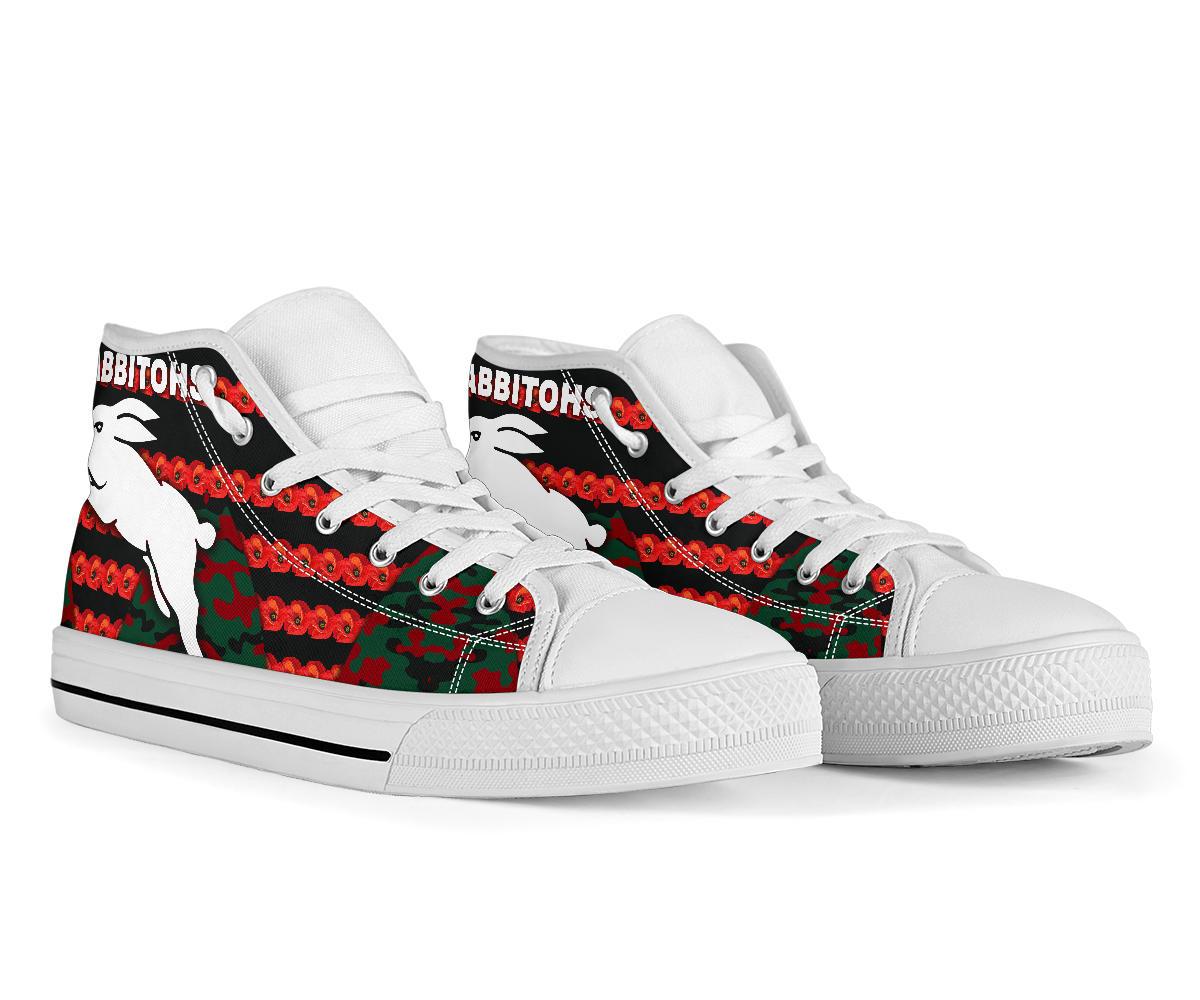south-sydney-rabbitohs-high-top-shoe-anzac-day-poppy-flower-vibes