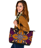 aboriginal-large-leather-tote-bag-flowers-dot-panting-art