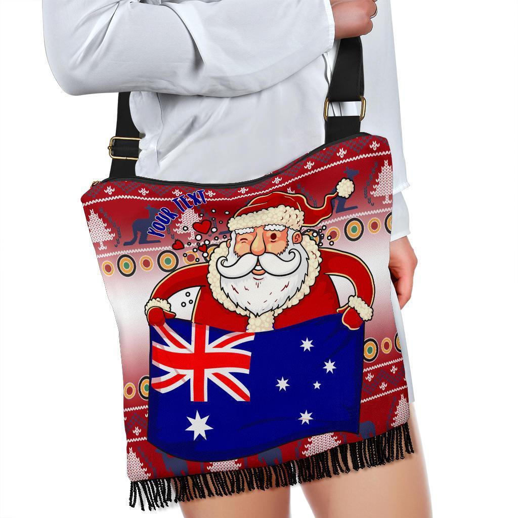 christmas-personalised-boho-handbag-australia-santa-claus-hold-the-flag-red