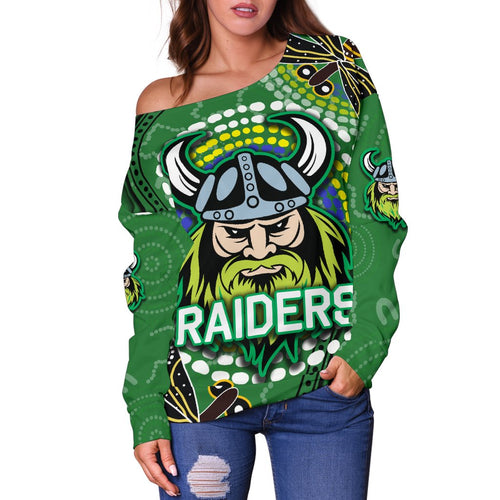 Raiders Women Off Shoulder Sweater Aboriginal - Vibe Hoodie