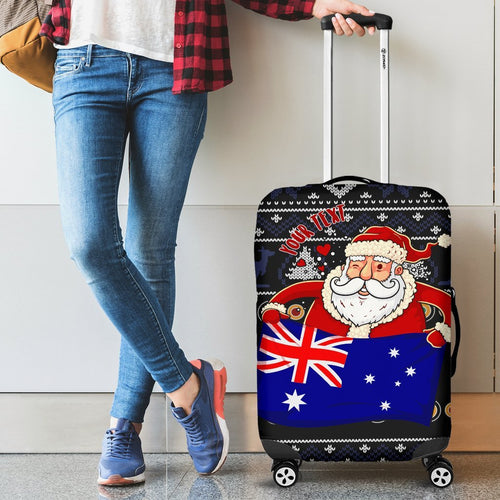 christmas-personalised-luggage-covers-australia-santa-claus-hold-the-flag-black