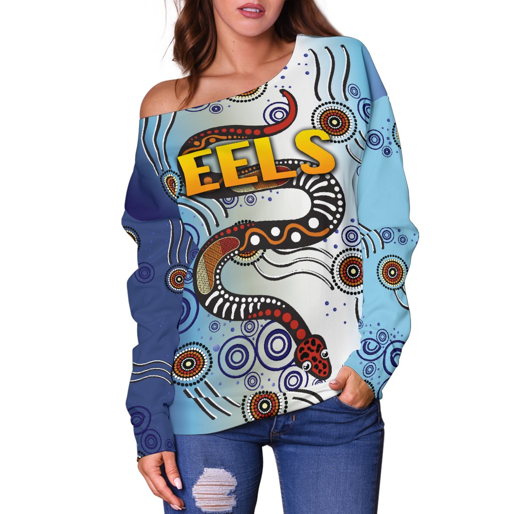Parramatta Women Off Shoulder Sweater Eels Simple Indigenous - Vibe Hoodie