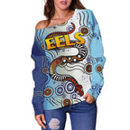 Parramatta Women Off Shoulder Sweater Eels Simple Indigenous - Vibe Hoodie