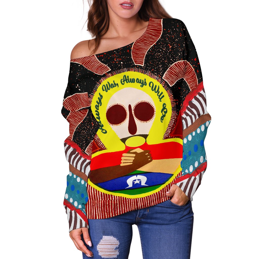 Aboriginal and Torres Strait Islander Off Shoulder Sweater - Naidoc Style - Vibe Hoodie