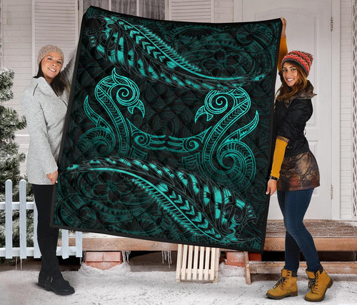 aotearoa-premium-quilt-turquoise-maori-manaia-with-silver-fern