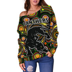 Penrith Women Off Shoulder Sweater Panthers Indigenous Vibes - Vibe Hoodie