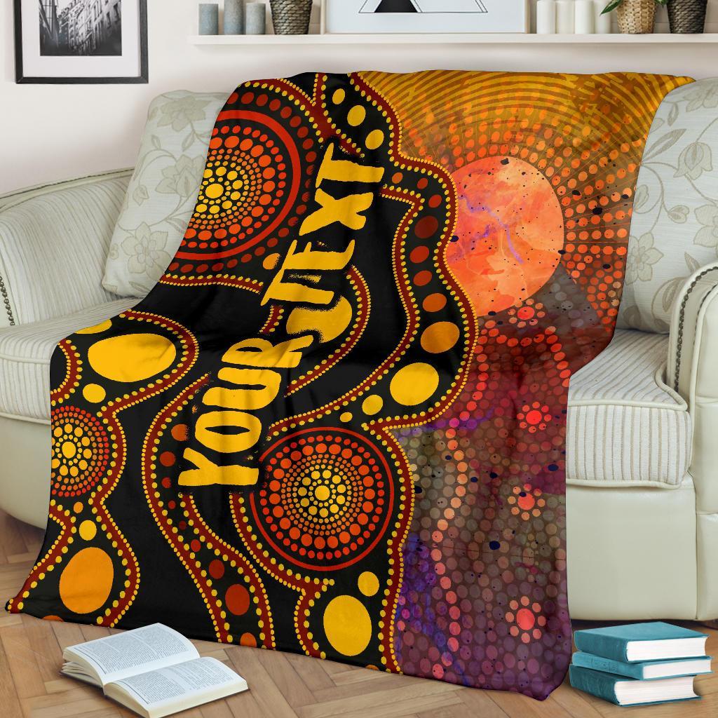 custom-text-aboriginal-premium-blanket-australia-indigenous-flag-circle-dot-painting-art-golden