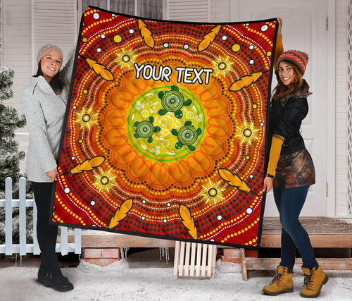 custom-text-aboriginal-premium-quilt-turtle-circle-dot-painting-art
