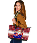 christmas-large-leather-tote-bag-australia-santa-claus-hold-the-flag-red