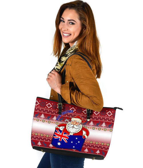 christmas-large-leather-tote-bag-australia-santa-claus-hold-the-flag-red