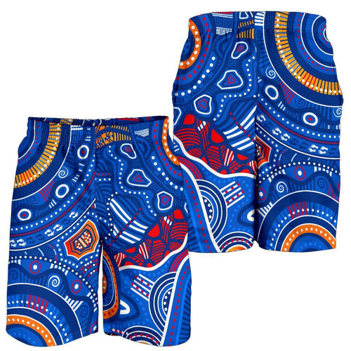 aboriginal-mens-shorts-indigenous-footprint-patterns-blue-color