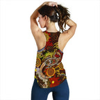 Aboriginal Women's Racerback Tank , Kangaroo and Lizard Dot Painting Art - Vibe Hoodie