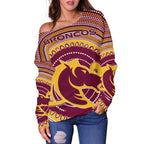 Brisbane Off Shoulder Sweater Broncos Aboriginal - Vibe Hoodie