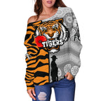 (Custom Personalised) Tigers Women's Off Shoulder Sweater Wests Anzac Day Tiger Skin Style - Vibe Hoodie
