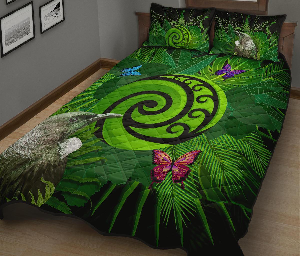 new-zealand-quilt-bed-set-koru-fern-mix-tui-bird-tropical-floral