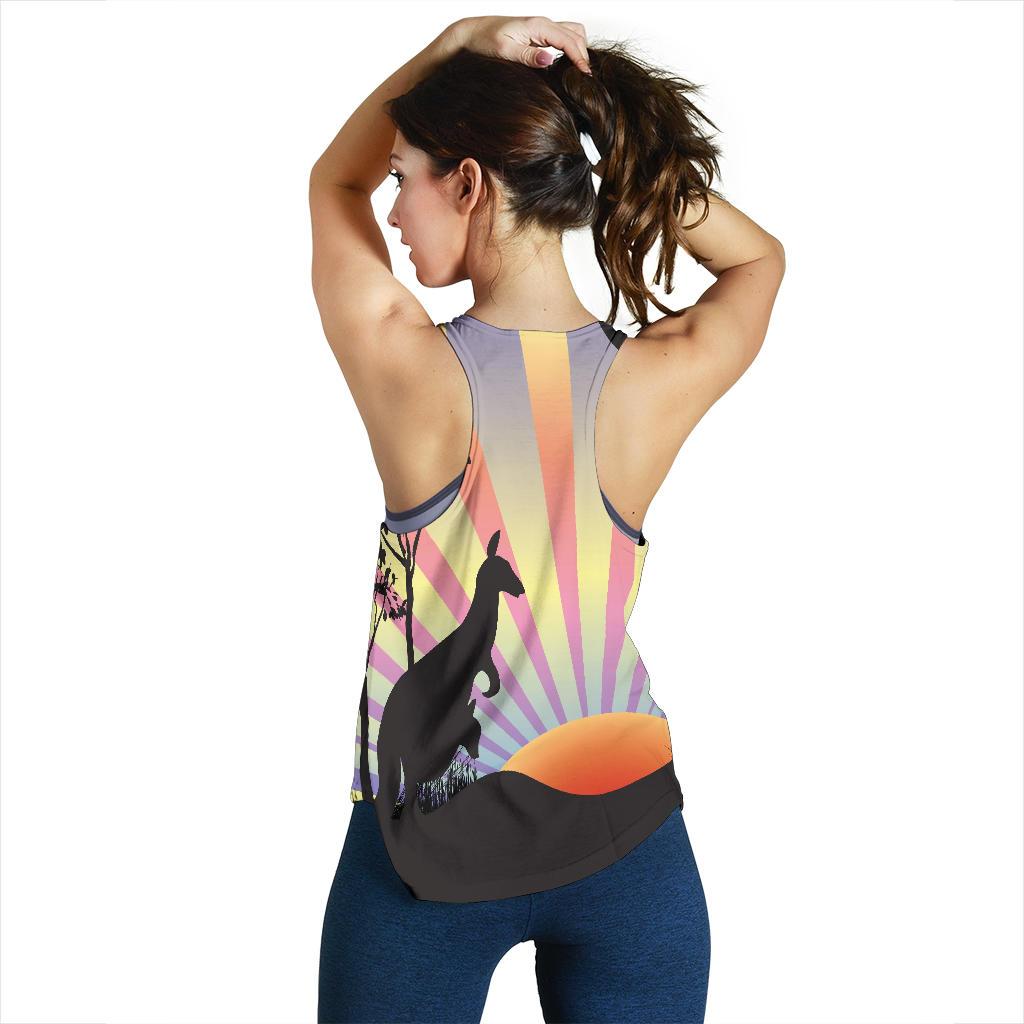 Racerback Tank - Kangaroo Top Tank Sunset Ver03A - Women - Vibe Hoodie
