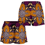 Aboriginal Women's Shorts - Flowers Dot Panting Art - Vibe Hoodie