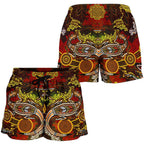 Aboriginal Women's Shorts , Kangaroo and Lizard Dot Painting Art - Vibe Hoodie