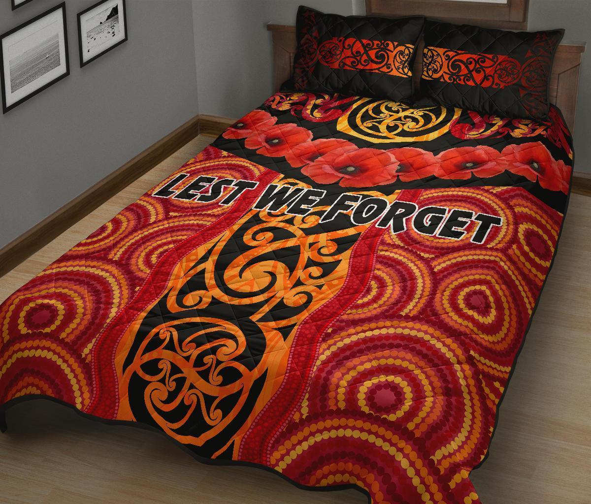 anzac-lest-we-forget-poppy-quilt-bed-set-new-zealand-maori-silver-fern-australia-aboriginal