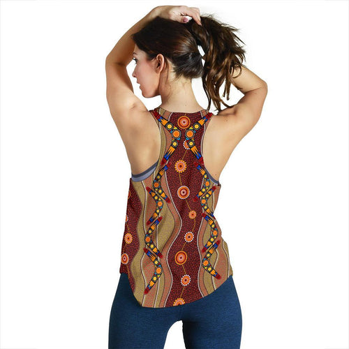 Racerback Tank - Aboriginal Dot Painting Top Tank - Women - Vibe Hoodie