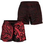 New ZealandAll Over Print Women's Shorts, Maori Polynesian Tattoo Red - Vibe Hoodie